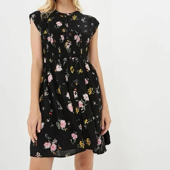 Free People Greatest Day Floral Smocked Button Mini Dress - Picture 1 of 3